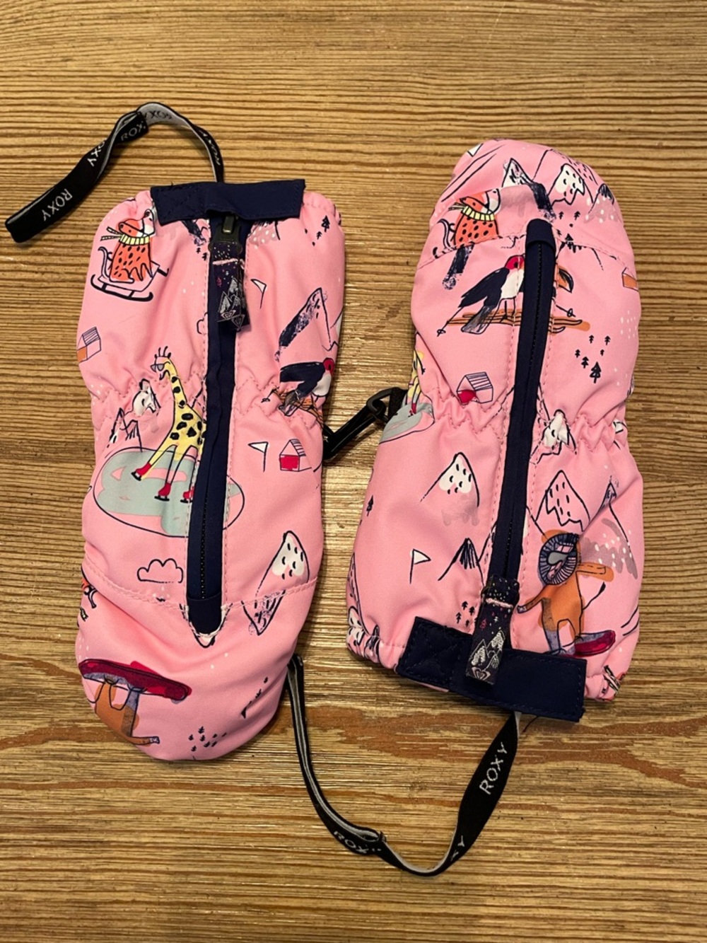 Roxy Toddler Snows Up Mitts Pink Animals